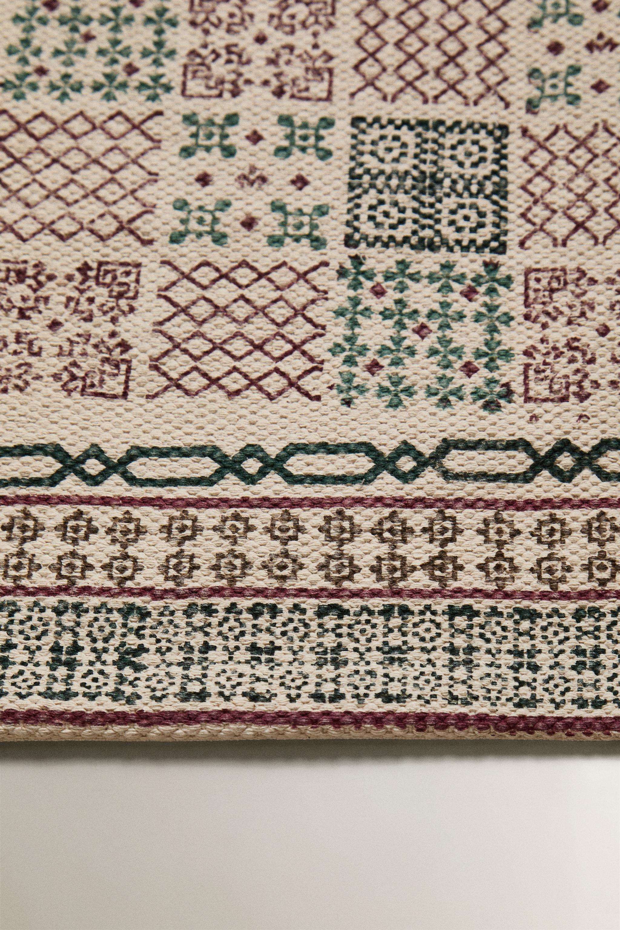 TAPIS EN COTON IMPRIMÉ BLOCK PRINT NOËL