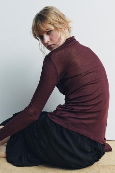 SUPIMA® COTTON T-SHIRT - Burgundy by Zara - Image 0