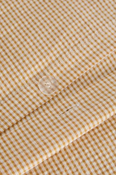 Zara COTTON SEERSUCKER CHECK DUVET COVER - Burnt orange