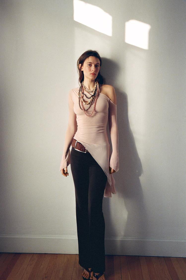 アシンメトリーチュールトップス - ペールピンク | ZARA Japan / 日本 