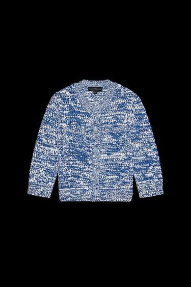 Zara CARDIGAN WITH THREE-QUARTER SLEEVES - Blue / White - Image 0