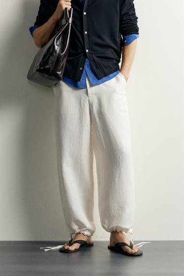 PANTALÓN RELAXED FIT LINO - VISCOSA - Crudo de Zara