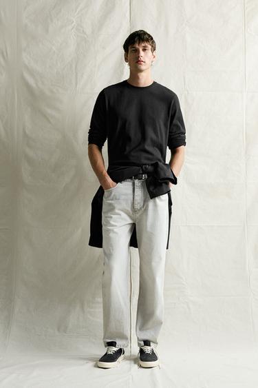 T-SHIRT RELAXED FIT MANCHES LONGUES - Noir de Zara - Image 0