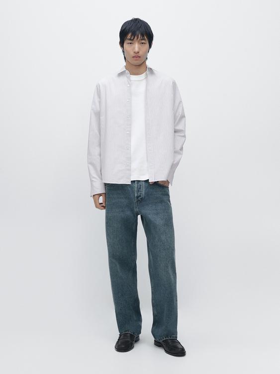 Striped cotton blend shirt