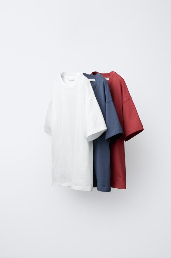PACK TRES CAMISETAS LISAS - rojo/marino de Zara - Imagen 0