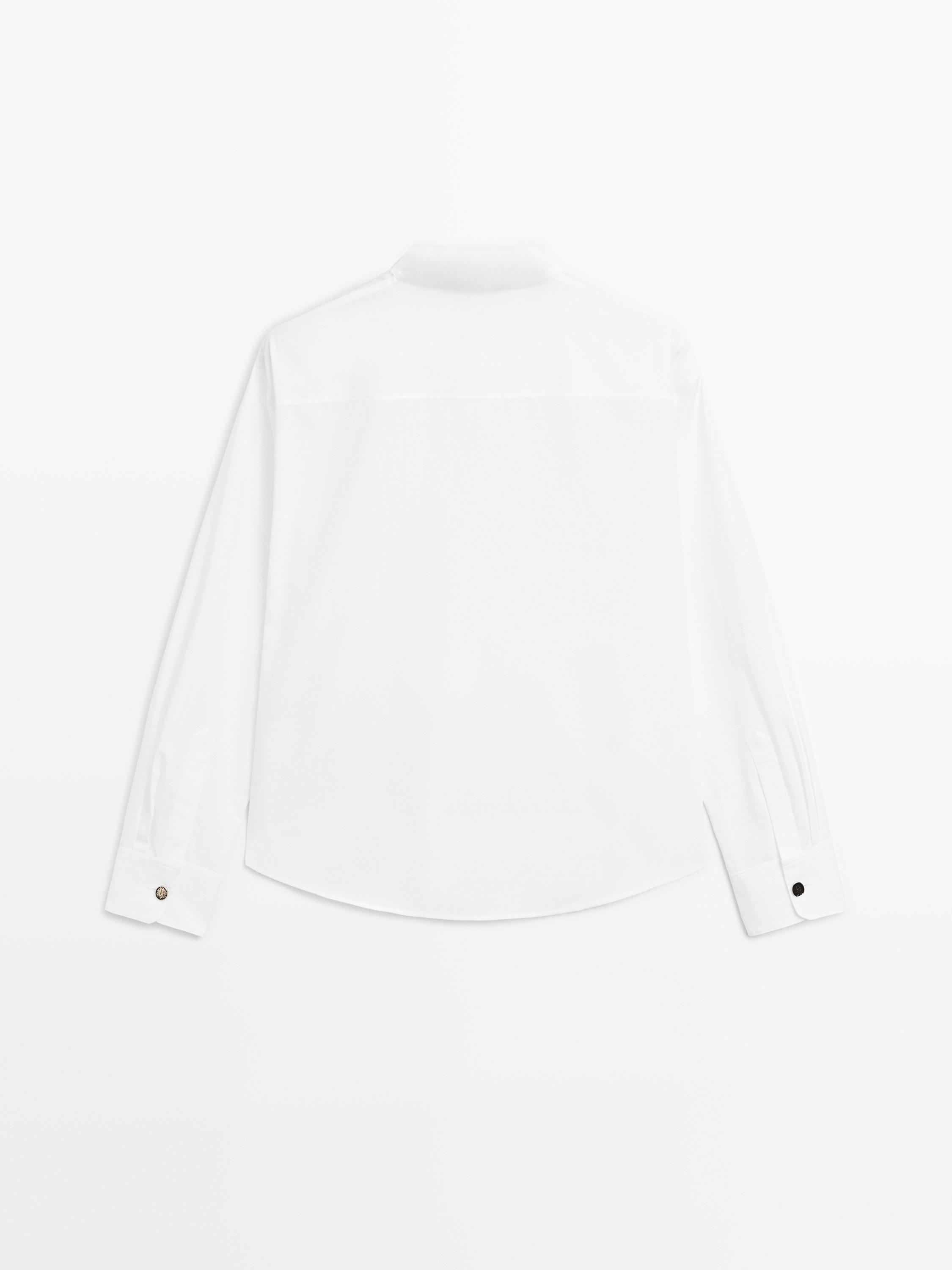 Chemisier à col mao avec boutons dorés