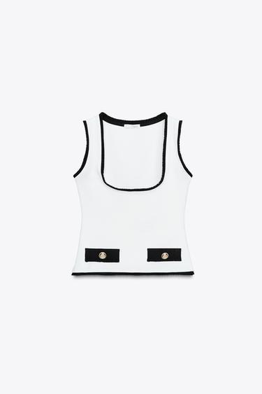 Zara STRETCH CONTOURING VEST TOP - White