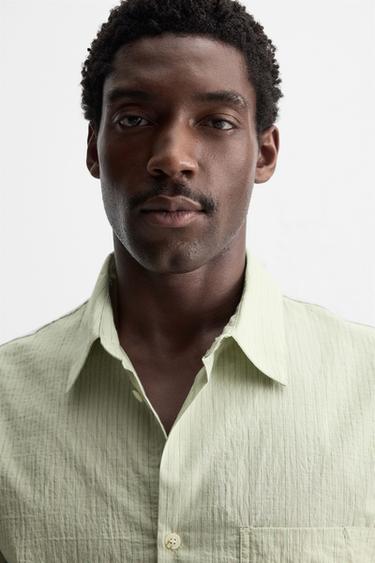 CHEMISE RAYURES TEXTURÉES - Bleu / Vert de Zara - Image 4
