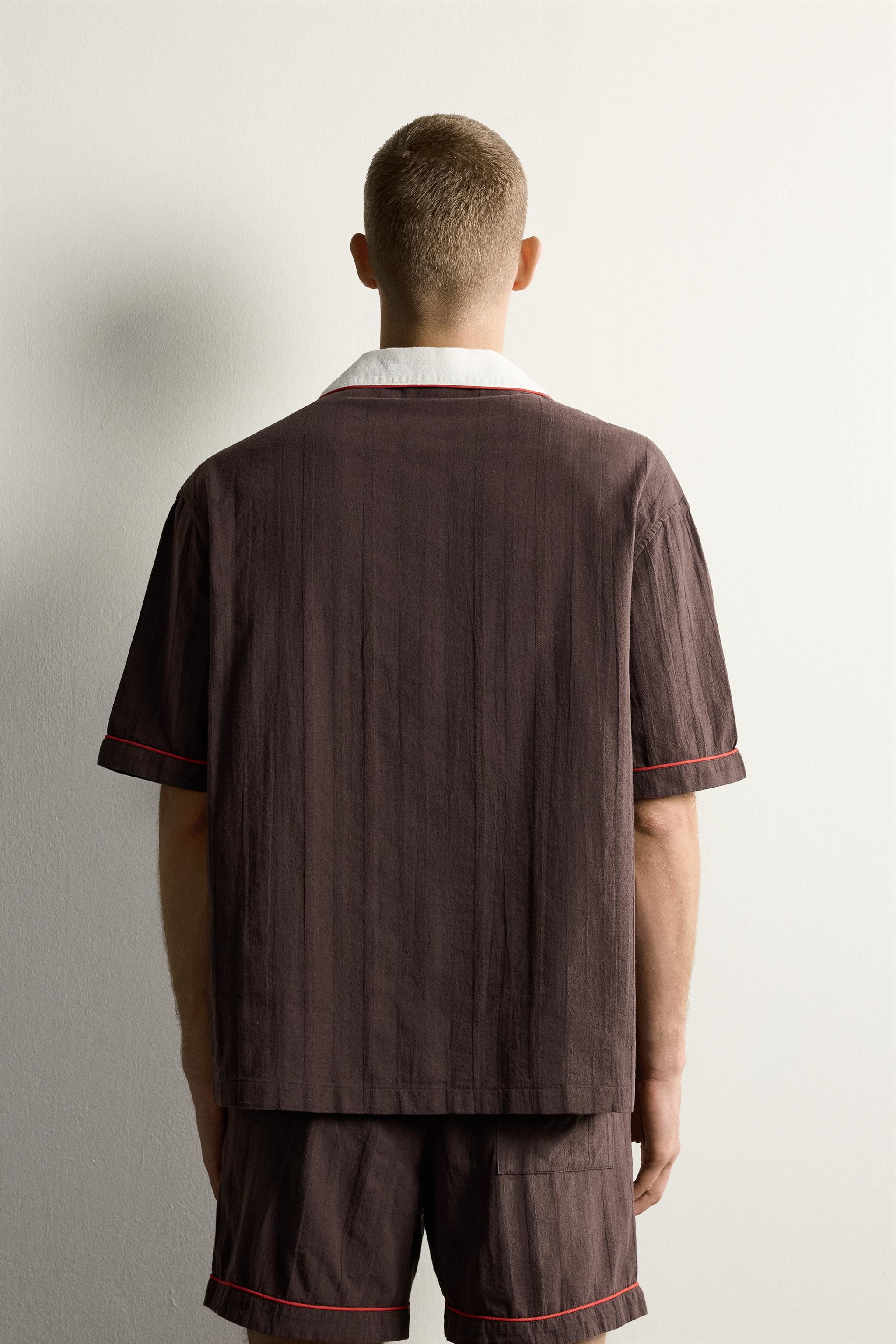 Мужские рубашки Zara CHILI EMBROIDERY RELAXED FIT SHIRT — фото 3