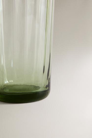 GLASS SOFT DRINK TUMBLER WITH LINE DESIGN - Green by Zara - Image 3