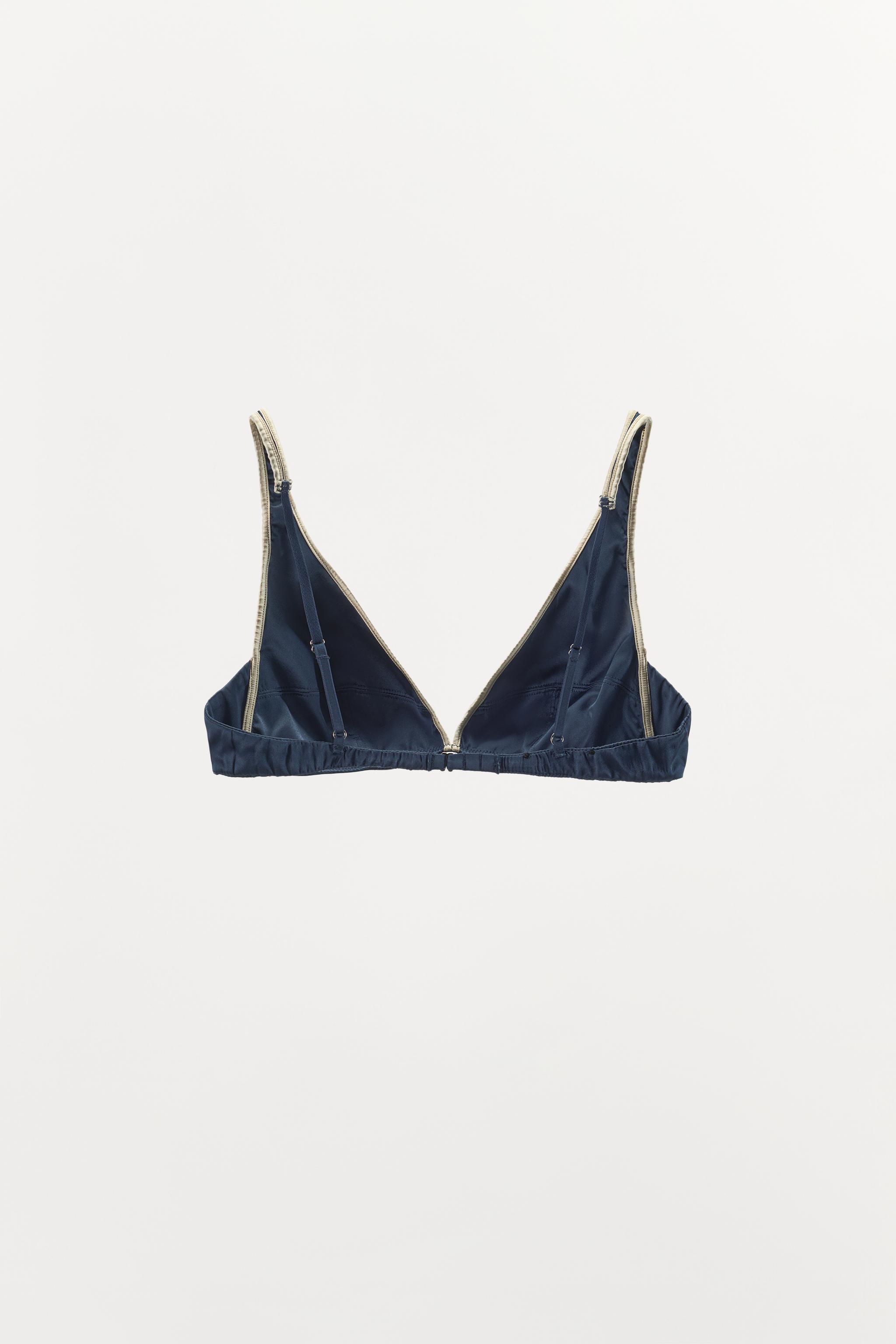 SILK TRIANGLE BRA WITH CONTRAST STRAP