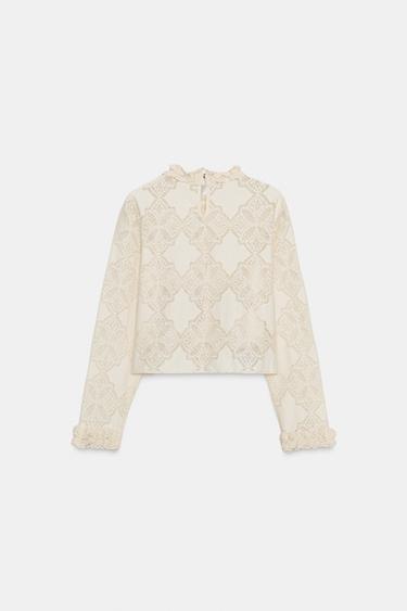 BLOUSE ROMANTIQUE À VOLANTS - Écru de Zara - Image 1