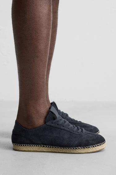 ZAPATILLA PIEL YUTE - Azul de Zara - Imagen 0