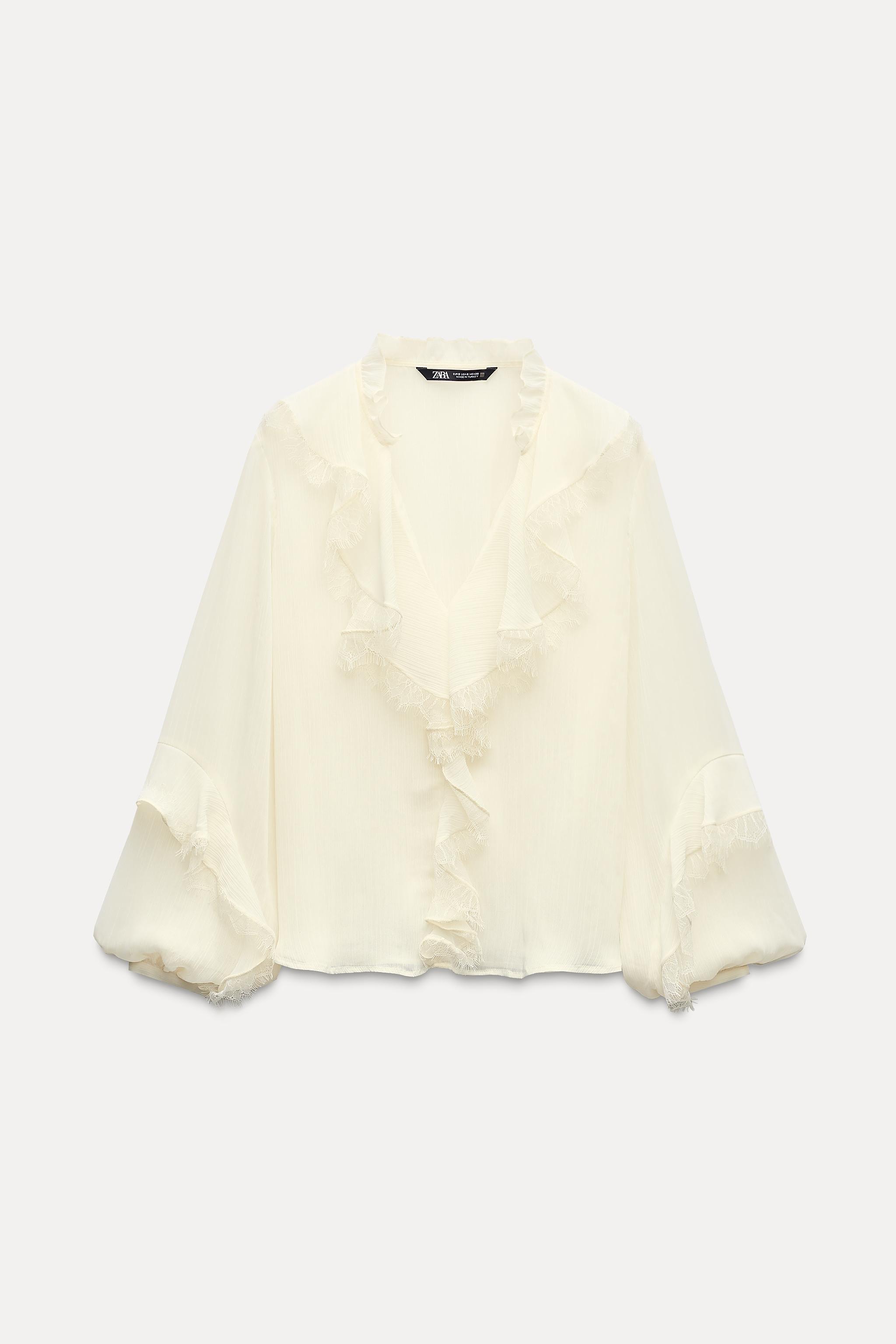 Zara Ruffled orders Blouse with Bow