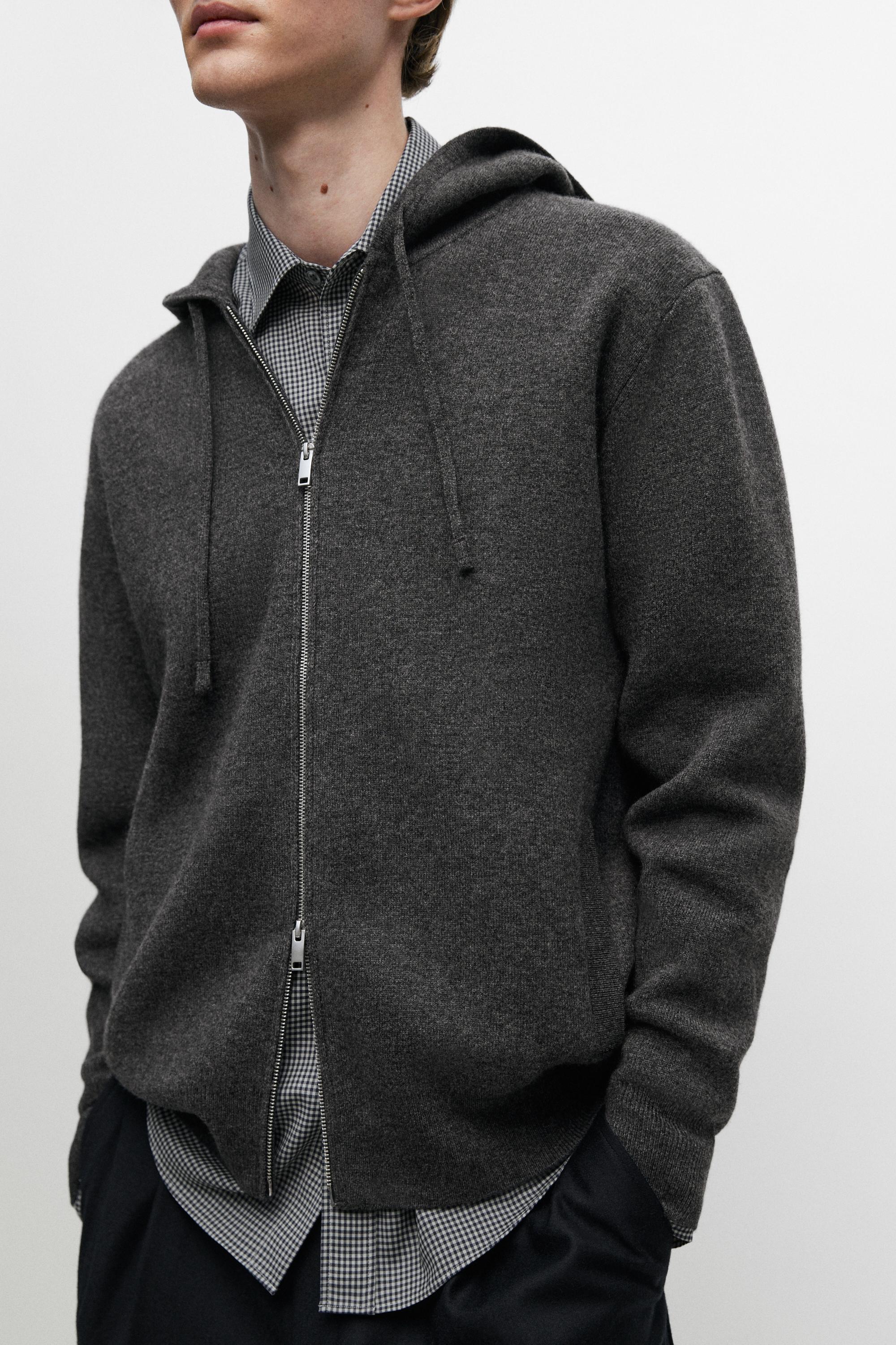 Cardigan en maille à capuche avec cachemire