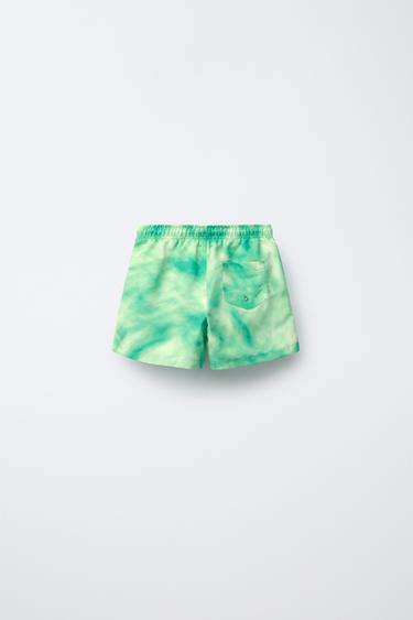 6-14 YEARS/ TIE-DYE SWIM SHORTS - Green by Zara - Image 1