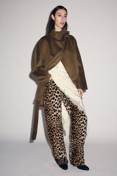 FLOCKED ANIMAL PRINT TROUSERS ZW COLLECTION LIMITED EDITION - Leopard by Zara