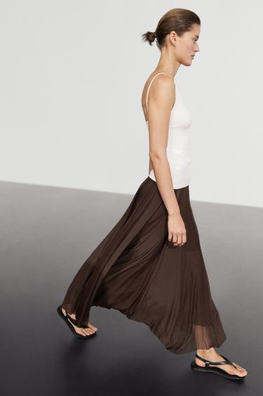 Zara Flowing flared midi skirt - Brown