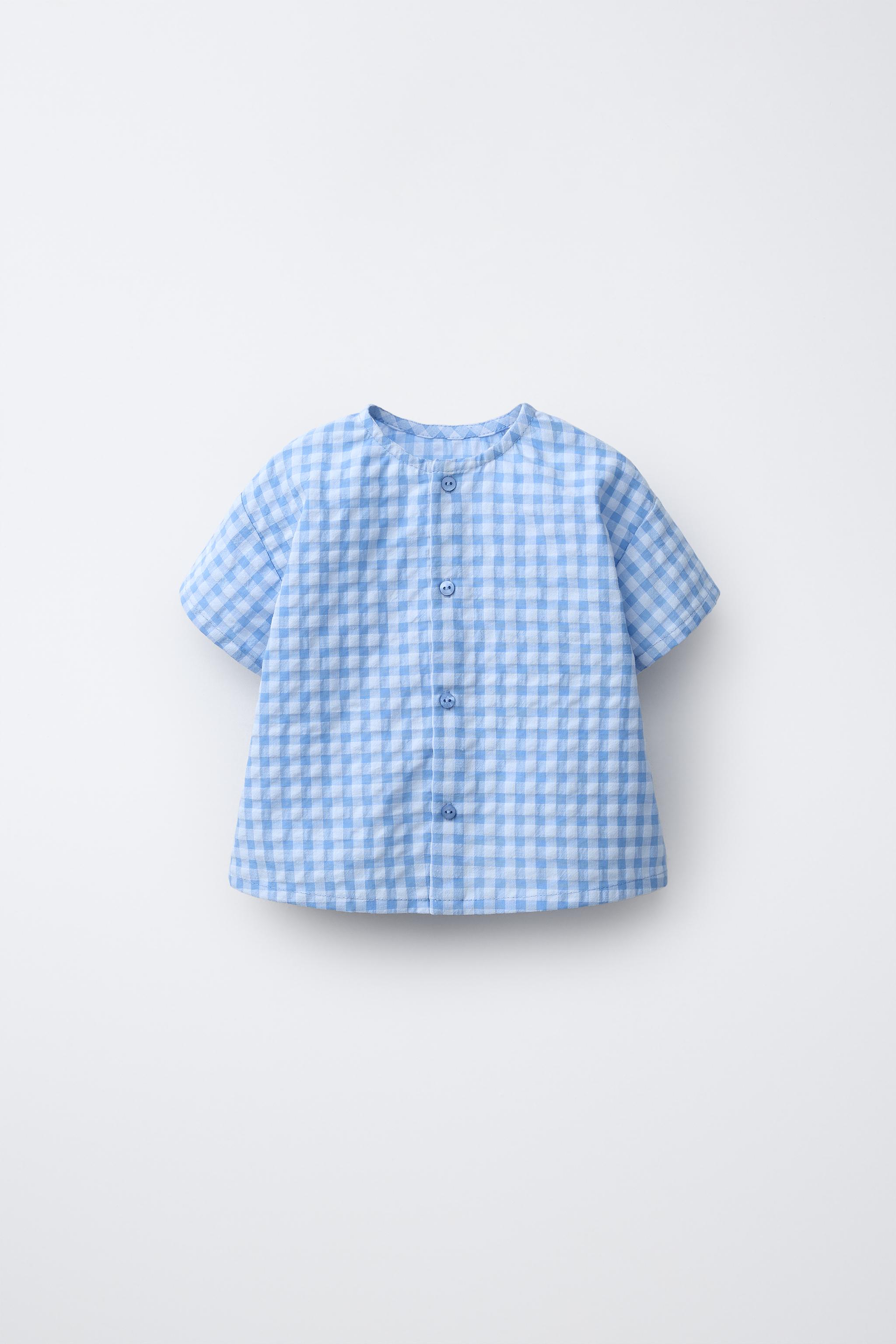 ギンガムチェック柄シャツ - ミディアムブルー | ZARA Japan / 日本
