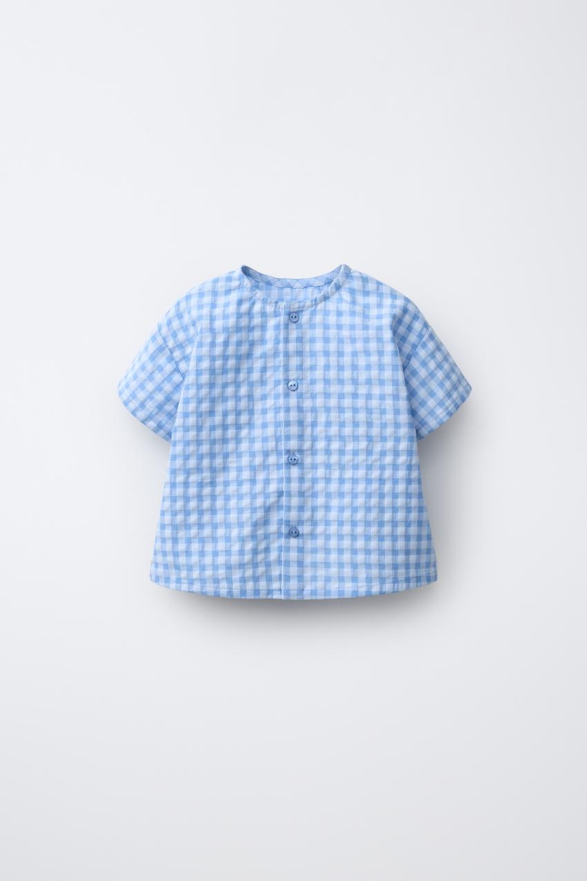 ギンガムチェック柄シャツ - ミディアムブルー | ZARA Japan / 日本
