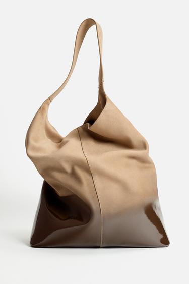 SHOPPER AUS LACKLEDER - Sandfarbe von Zara