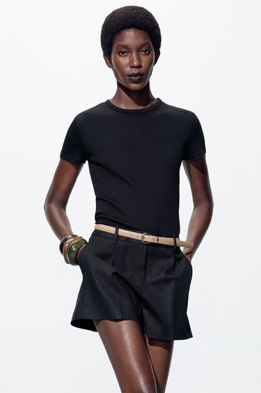 DARTED BERMUDA SHORTS WITH BELT - Black by Zara