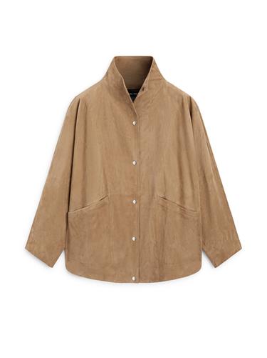 Zara Suede leather cape with button details - Sand - Image 0