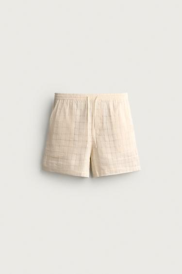 برمودا جاكار بمربعات من الكتان والقطن - خَام الخاص بـ Zara