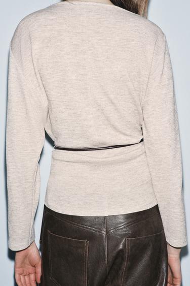 TEXTURED TOP WITH BELT - Beige marl by Zara - Image 2