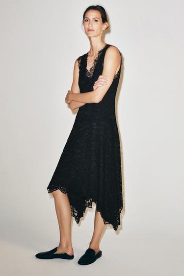VESTIDO ENCAJE ZW COLLECTION - Negro de Zara