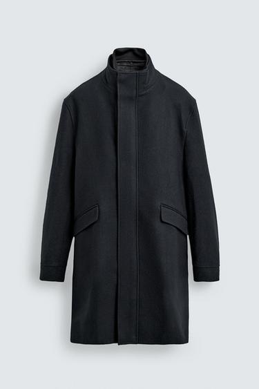 Zara REMOVABLE COLLAR COAT - Navy blue