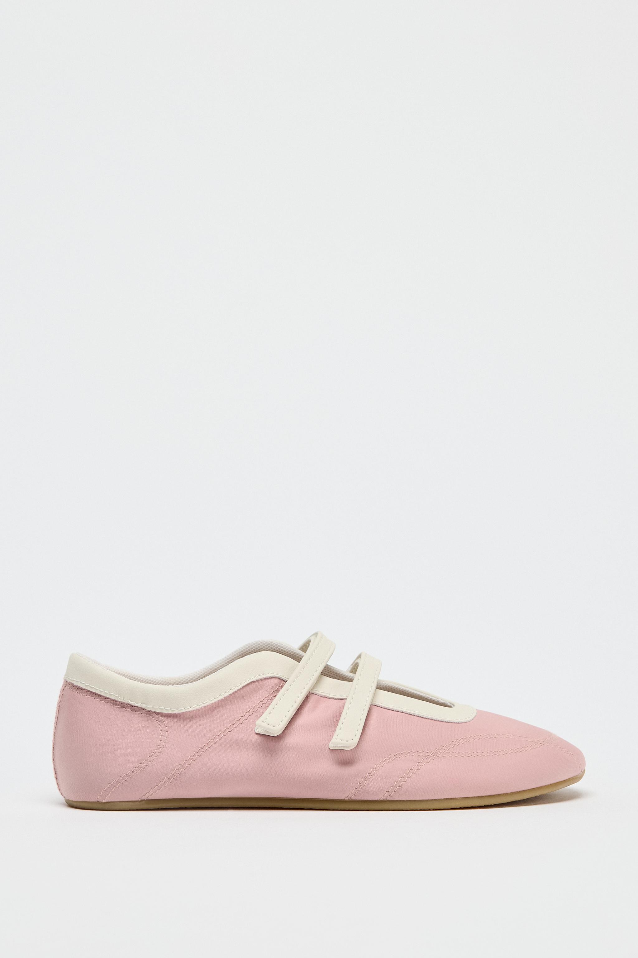 ZARA【NEW】SATIN EFFECT TOPSTITCHED BALLERINAS SATIN EFFECT TOPSTITCHED BALLERINA FLATS - Blue | ZARA