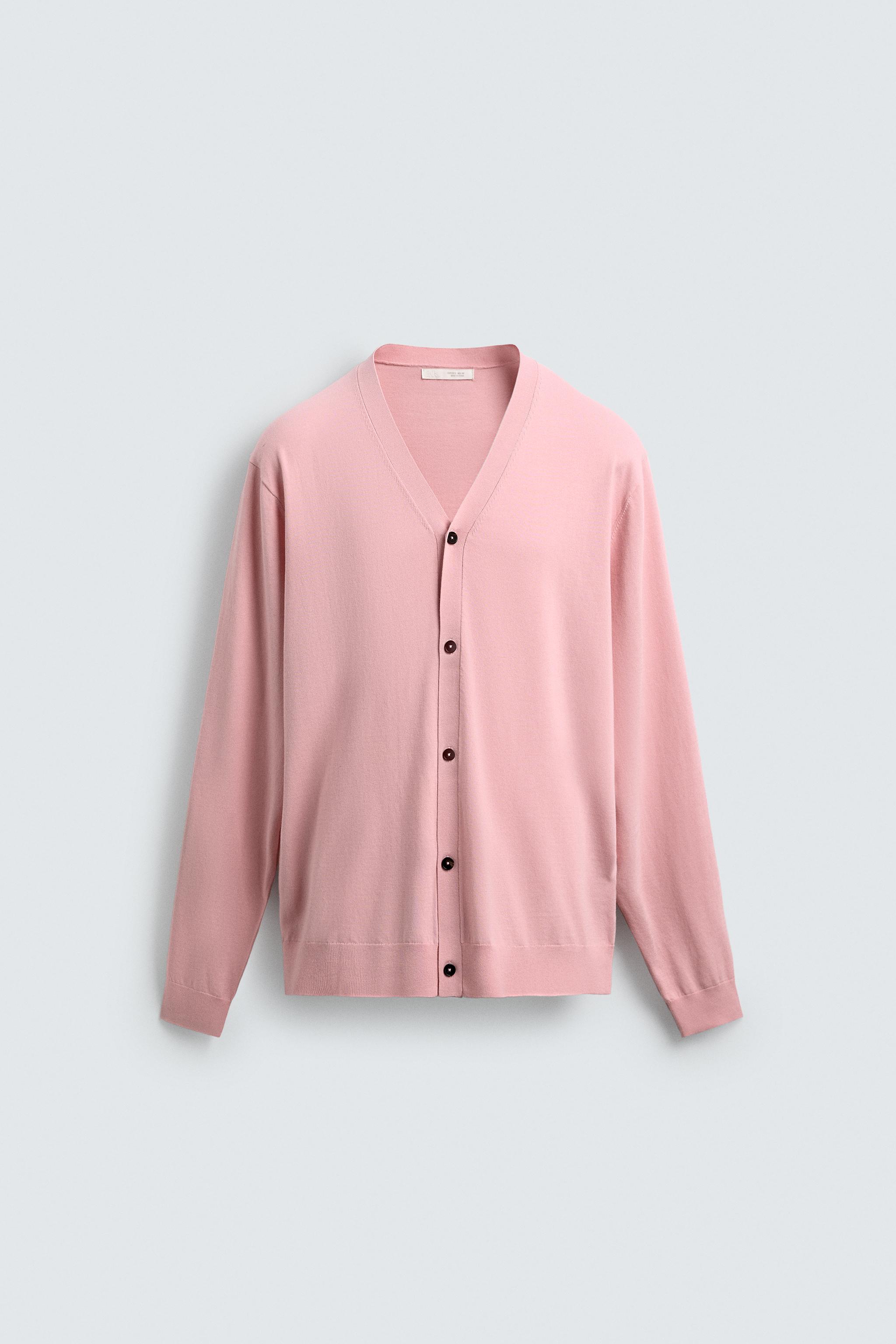 COTTON BLEND CARDIGAN — Pink