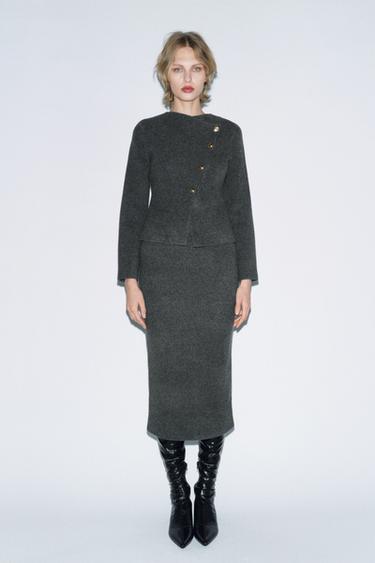 PLAIN KNIT MIDI SKIRT - Grey by Zara - Image 0