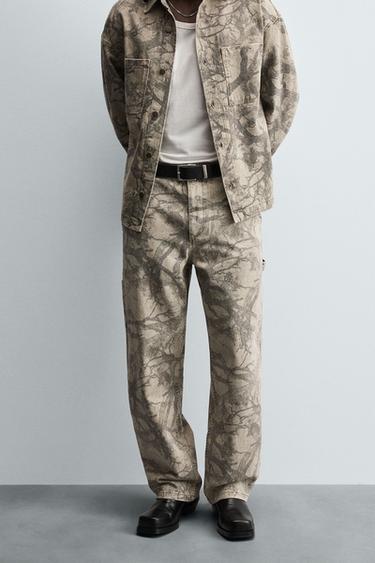 ABSTRACT PRINT CARPENTER TROUSERS - camel by Zara