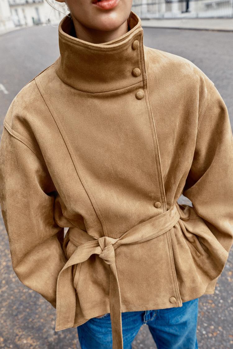 Chaqueta de gamuza sintética con cinturón 6