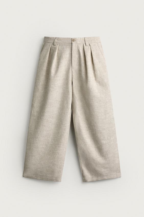 PANTALON DÉCONTRACTÉ STRUCTURE PLIS - Beige clair de Zara - Image 5