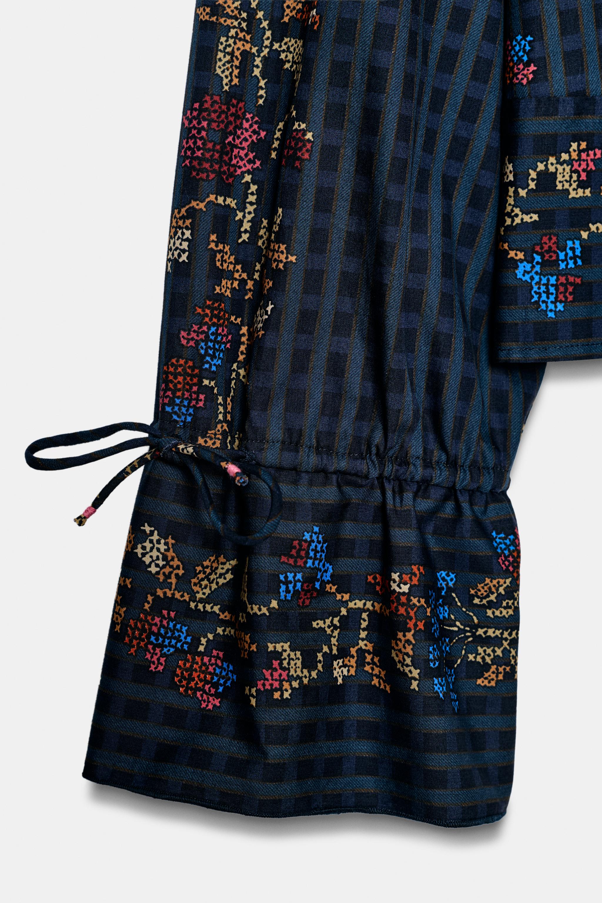 Zara VOLANLI DESENLİ BLUZ görsel 8