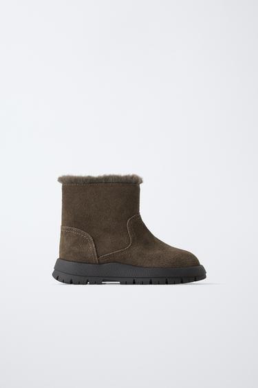 BOTA DE COURO FORRADA - Marrom da Zara