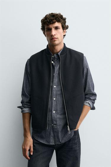 REVERSIBLE TECHNICAL GILET - Navy blue by Zara