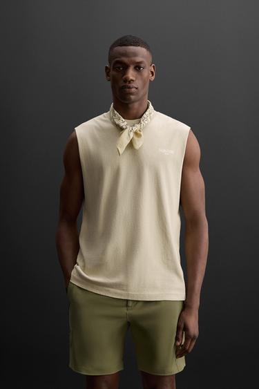 CONTRAST GRAPHIC TANK TOP - Ecru by Zara