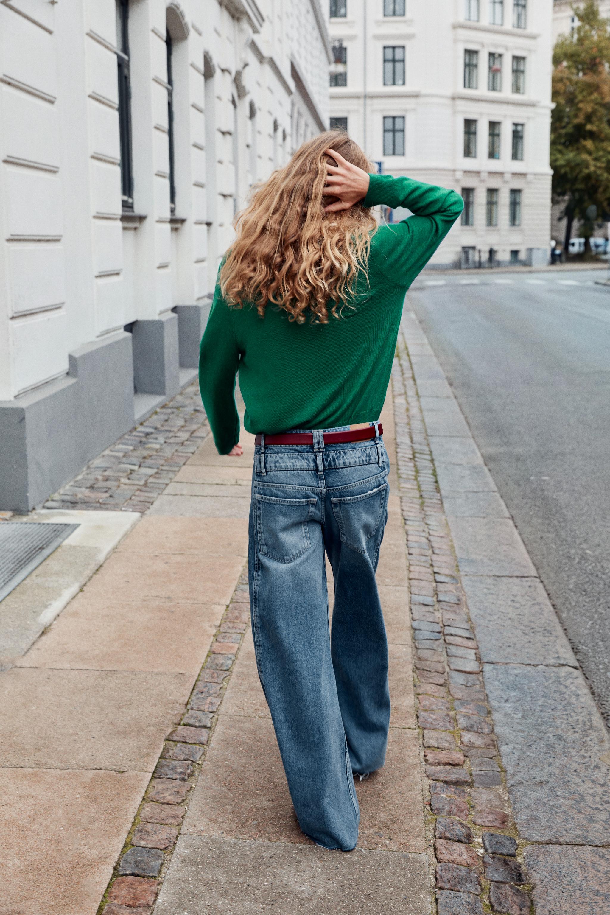 Zara Z1975 Geniş Paça Çift Bel Jean görsel 4
