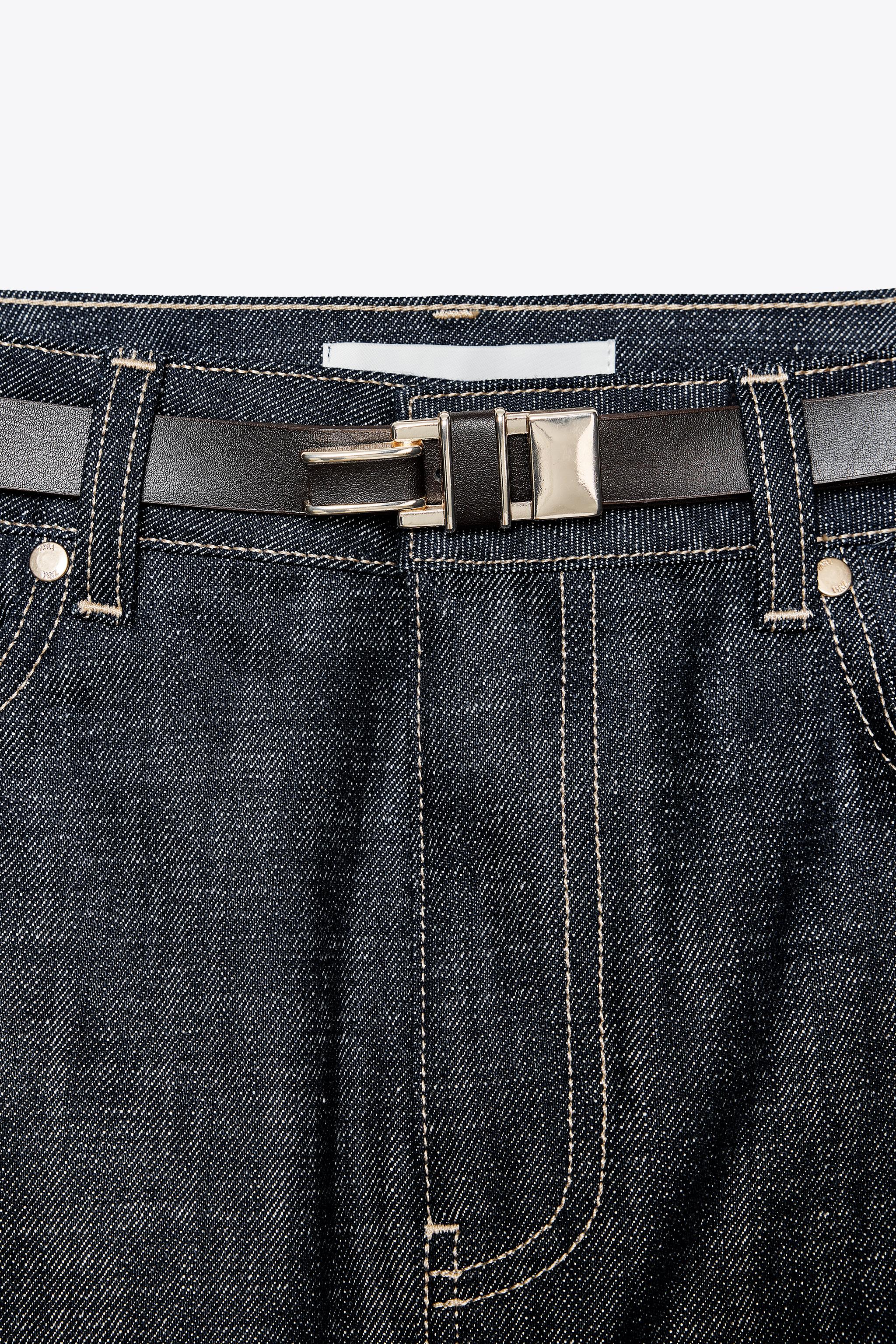 ZARA Z1975 ベルト付きデニムミニスカート 5862/068 Z1975 BELTED DENIM MINI SKIRT - Blue | ZARA United States
