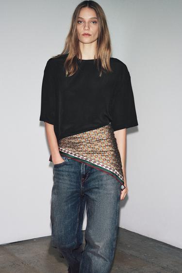 توب حرير 100% ZW COLLECTION إصدار محدود - أسود الخاص بـ Zara