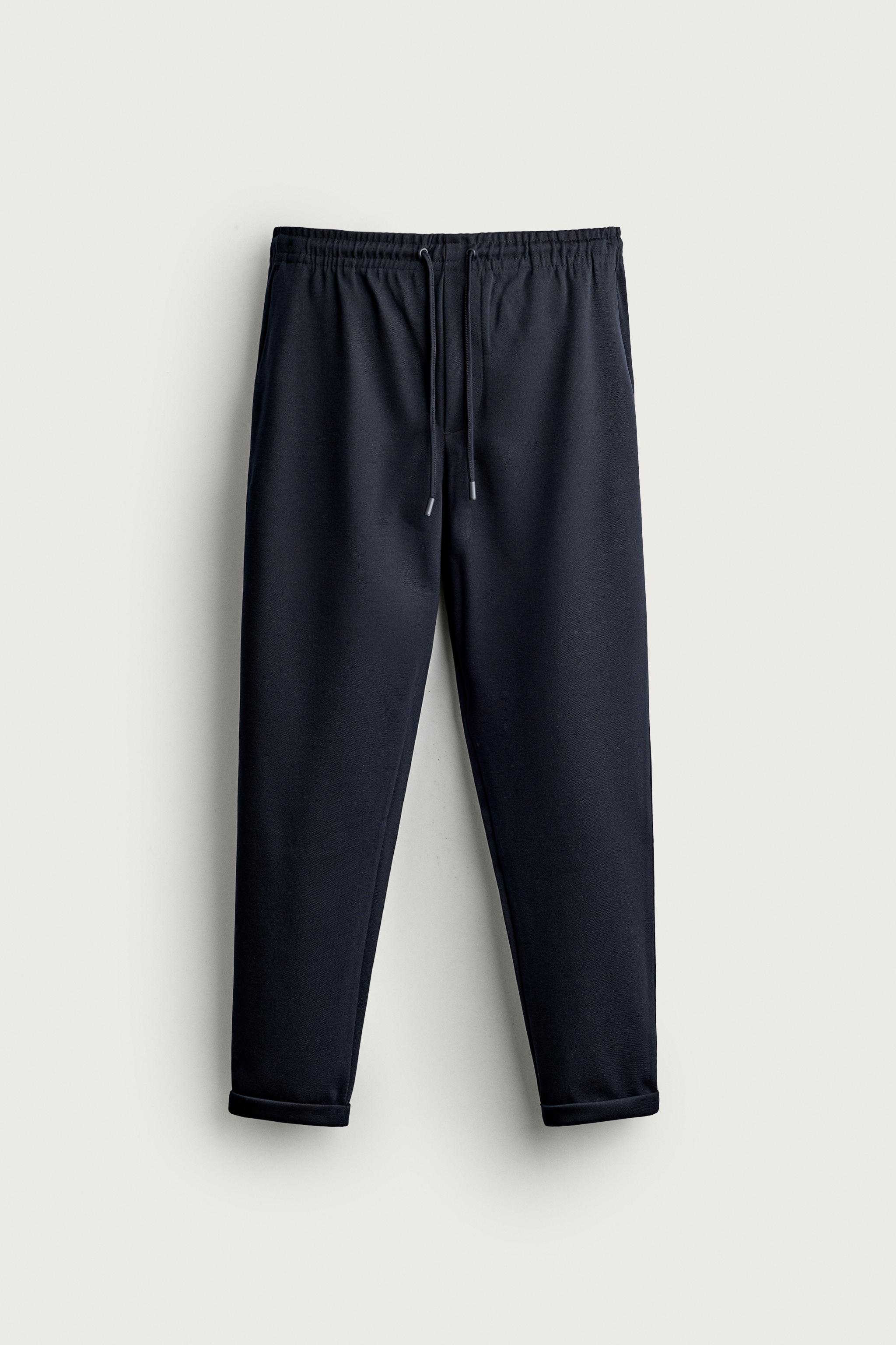 EASY CARE REGULAR FIT PANTS — Navy marl