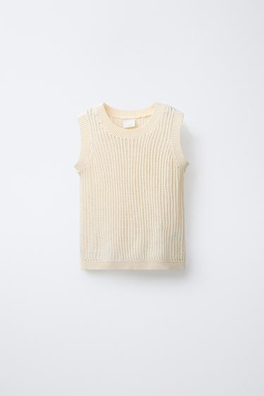 DIE-CUT KNIT TOP - Ecru by Zara