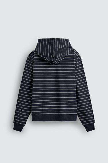 STRIPED HOODIE - Navy / White by Zara - Image 6