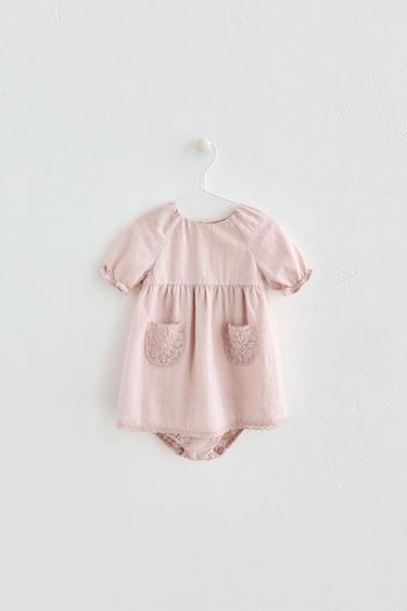 KLEID UND HÖSCHEN MIT SPITZEN - Rosa pudrig von Zara