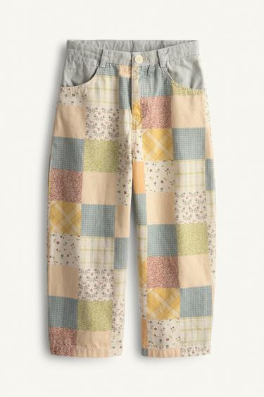 Zara LIMITED EDITION PATCHWORK BAGGY PANTS - Multicolored