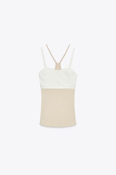 ÁO TOP PHỐI LỚP - Màu nâu nhạt/be từ Zara